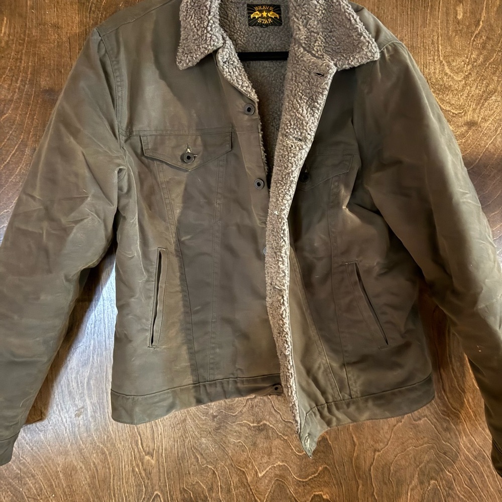 Men's Brave Star Khaki Sherpa-Lined jacket